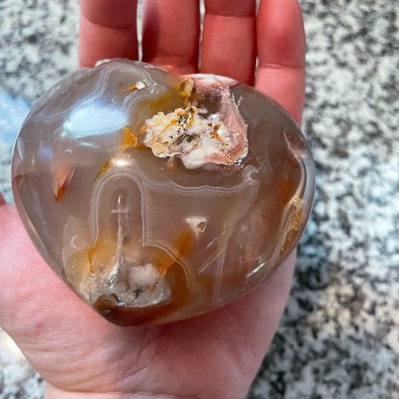 cherry blossom agate heart 378g - Picture 5 of 7